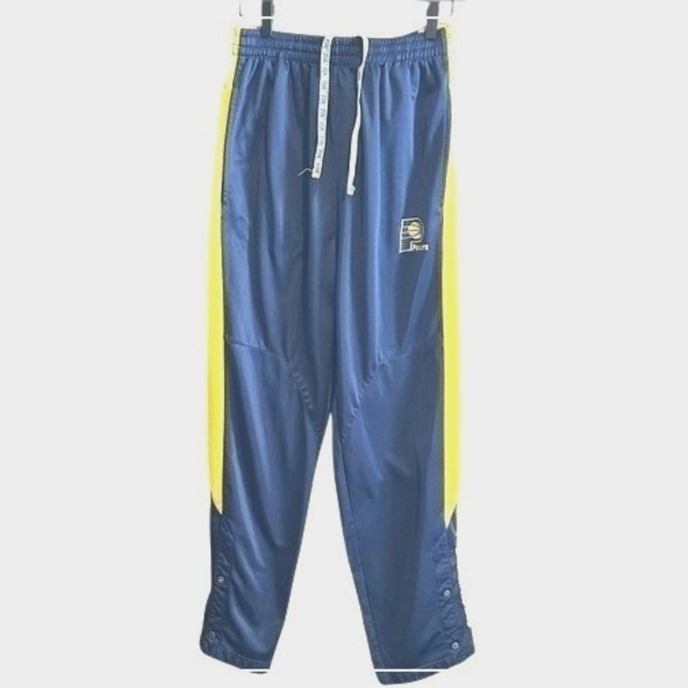 NBA Indiana Pacers‎ Warm Up Pants Medium Navy Blue Yellow Tear Away